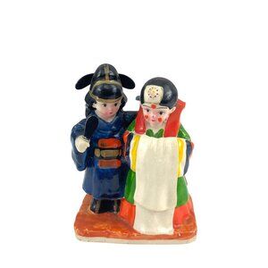 Vintage Hand-Painted Korean Wedding Couple Figurine Miniature  Home Decor